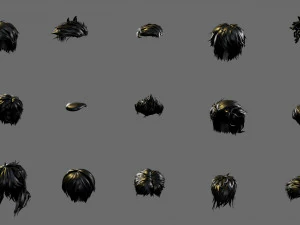 Cartoon hairstyles 3D Model