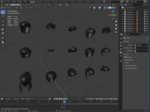 Cartoon hairstyles 3D Model