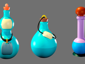 Cartoon flasks 3D Model