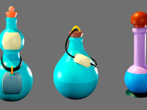 Cartoon flasks 3D Model