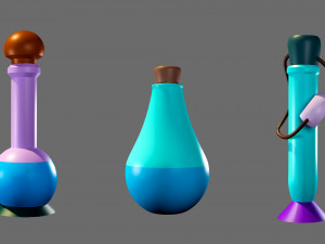 Cartoon flasks 3D Model