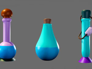 Cartoon flasks 3D Model