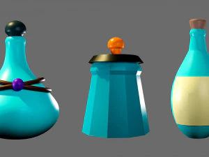 Cartoon flasks 3D Model