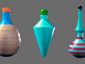 Cartoon flasks 3D Model