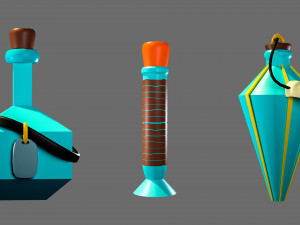 Cartoon flasks 3D Model