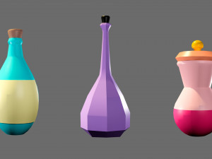 Cartoon flasks 3D Model