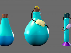 Cartoon flasks 3D Model