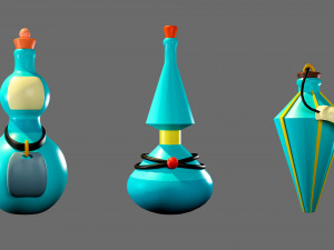 Cartoon flasks 3D Model