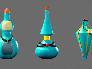 Cartoon flasks 3D Model