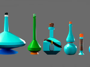 Cartoon flasks 3D Model