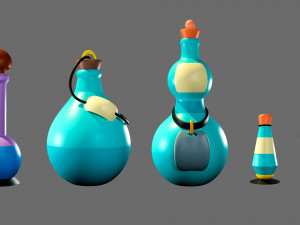 Cartoon flasks 3D Model