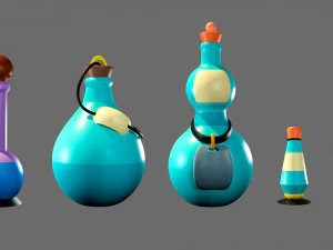 Cartoon flasks 3D Model