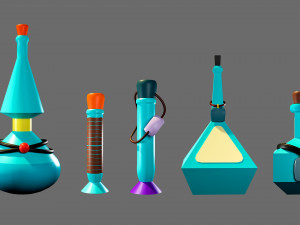 Cartoon flasks 3D Model