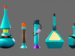 Cartoon flasks 3D Model