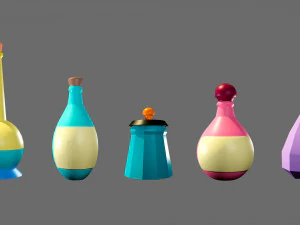 Cartoon flasks 3D Model