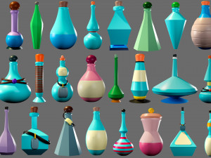 Cartoon flasks 3D Model