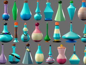 Cartoon flasks 3D Model