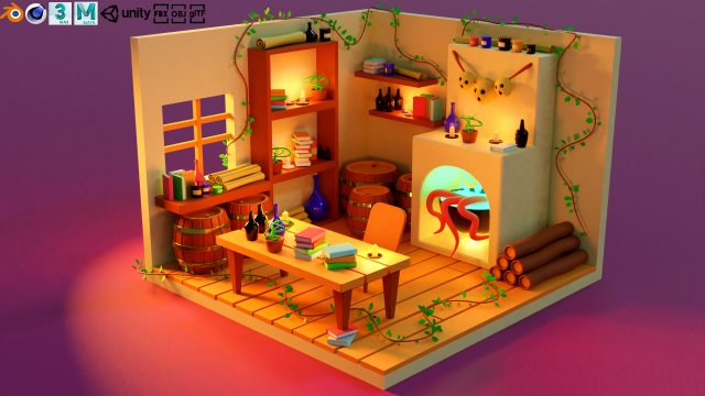 Witchs house 3D Модель .c4d .max .obj .3ds .fbx .stl .blend 