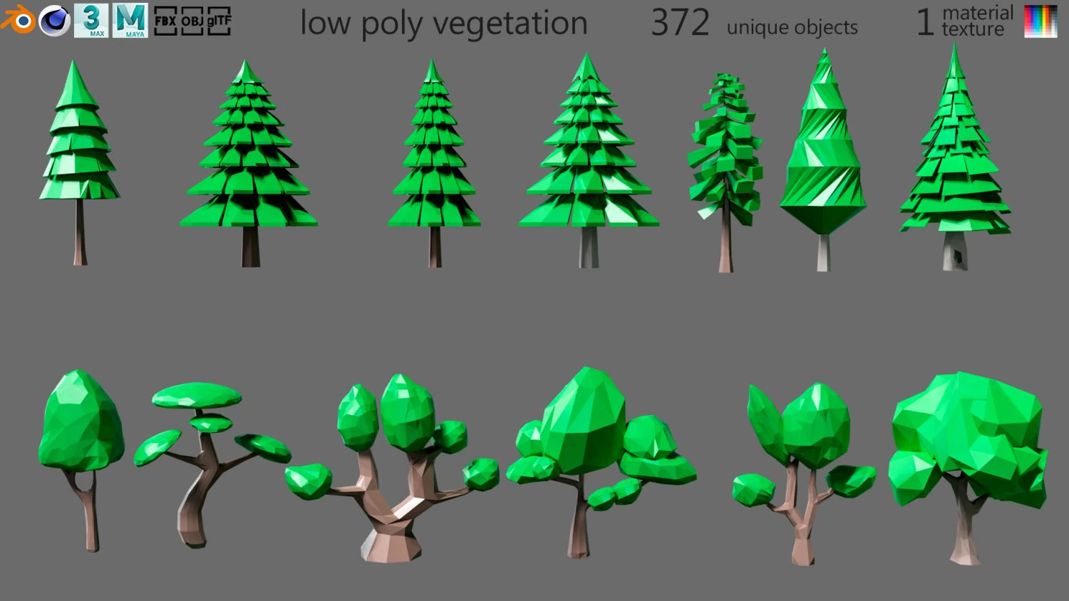 Cartoon vegetation 2 3D Model .c4d .max .obj .3ds .fbx .stl .blend 