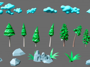 Cartoon vegetation 2 Modelo 3D
