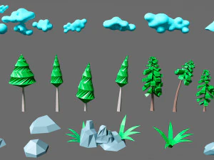 Cartoon vegetation 2 3D Model