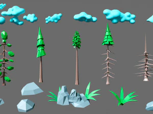 Cartoon vegetation 2 3D Model