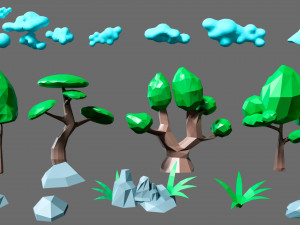 Cartoon vegetation 2 Modelo 3D