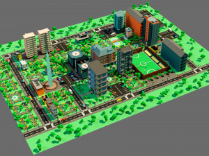 Low poly city 3D Model