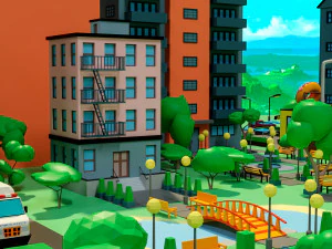 Low poly city 3D Model
