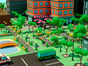 Low poly city 3D Model