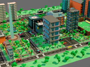 Low poly city 3D Model