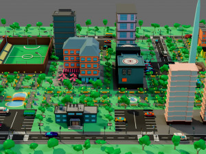 Low poly city 3D Model