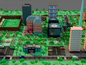 Low poly city 3D Model