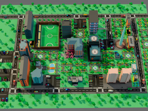 Low poly city 3D Model