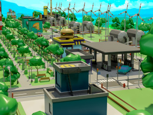 Industrial city Model 3D
