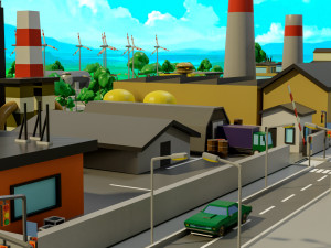 Industrial city Model 3D