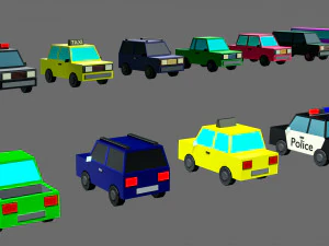 Low poly cars 3D Model