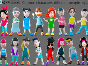Cartoon characters-different people 3D Model