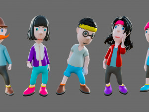 Cartoon characters-different people 3D मॉडल