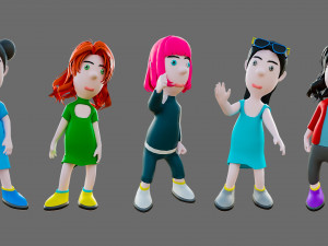 Cartoon characters-different people 3D मॉडल