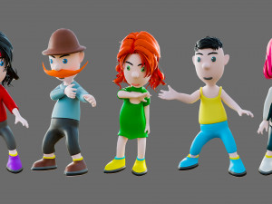 Cartoon characters-different people 3D मॉडल