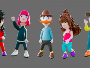 Cartoon characters-different people 3D मॉडल
