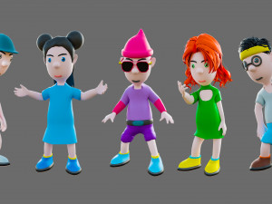 Cartoon characters-different people 3D मॉडल