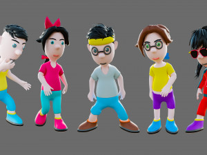 Cartoon characters-different people 3D मॉडल
