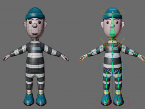 Cartoon characters-jailer and policeman 3D Model