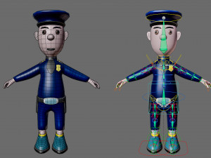 Cartoon characters-jailer and policeman 3D Model
