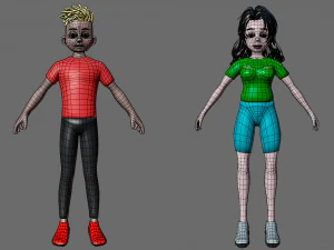Characters man and woman 3D Model