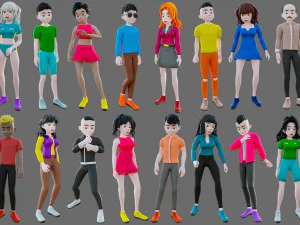 Characters man and woman 3D Model