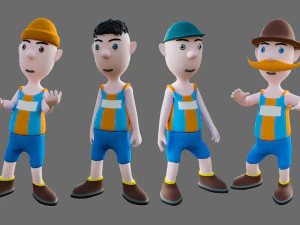 Equipe de esportes de personagens de desenhos animados Modelo 3D