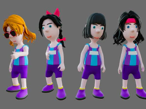 Equipe de esportes de personagens de desenhos animados Modelo 3D